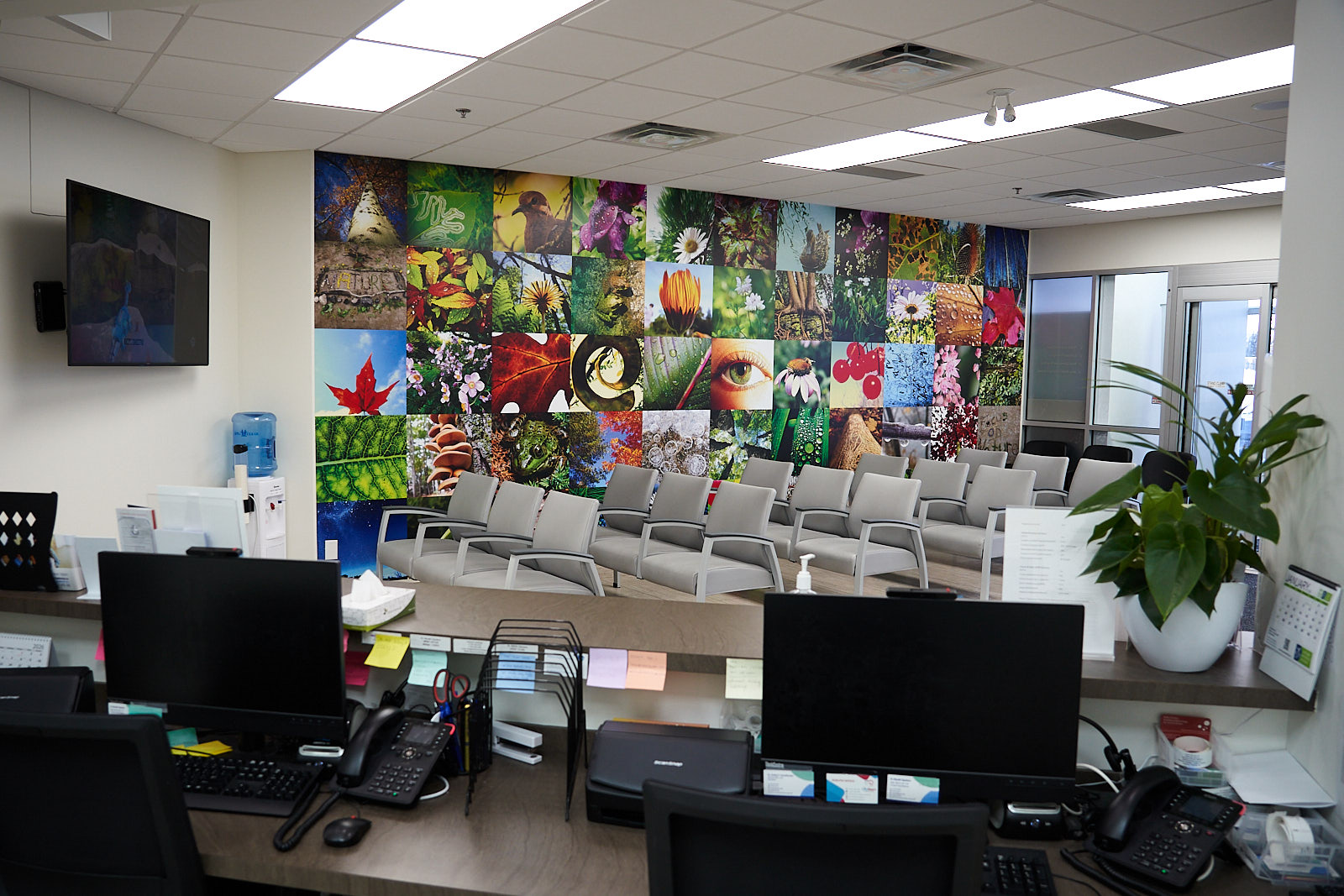 View from the front desk toward the waiting room